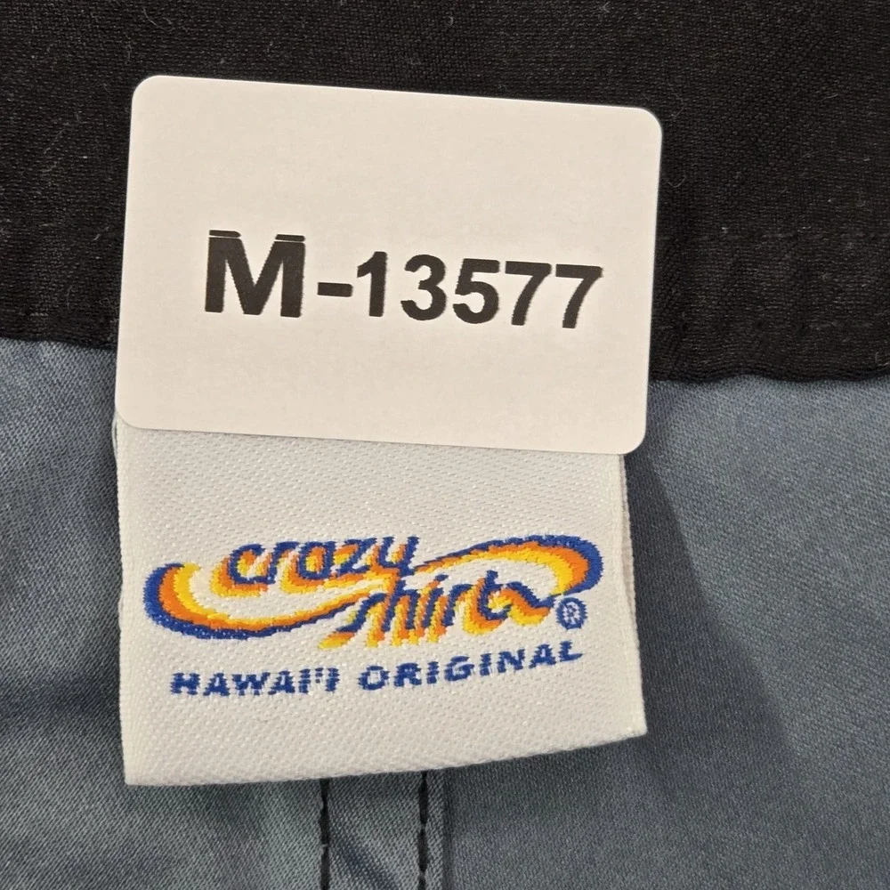 VINTAGE Crazy Shirts Men Swimwear 34 Gray Wave Embroidery‎ Board Shorts Surf Y2K